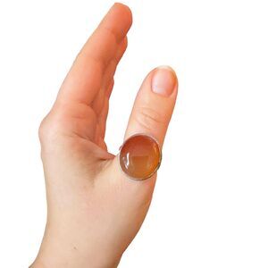 NWT Sterling Silver 925 Large carnelian Stone Ring Womens Size 10